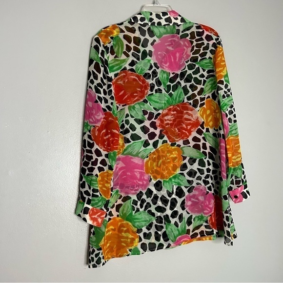 Vintage Bloomingdale’s Silk 3 piece relaxed wide leg floral animal print set - Picture 16 of 16